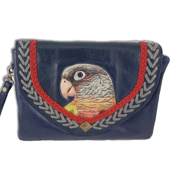 Leather Pineapple Conure Wristlet / Crossbody Wallet - Picture 1 of 12